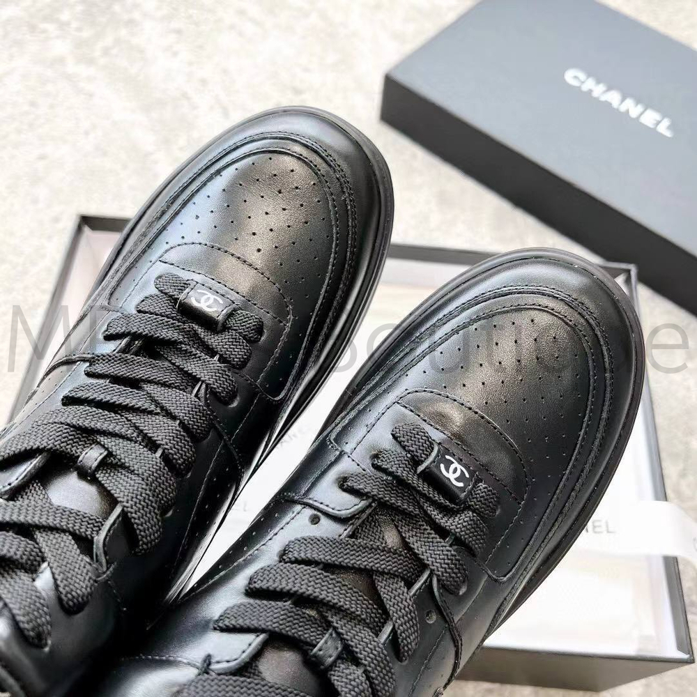 Женские черные высокие кроссовки Chanel премиум класса
