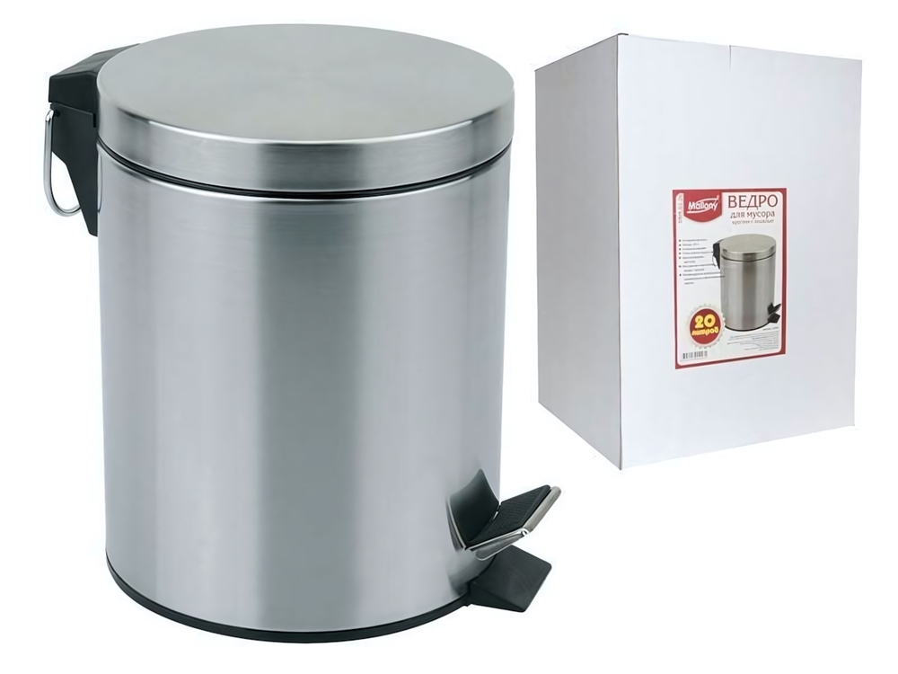Ведро для мусора 20л нерж с педалью