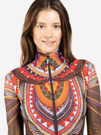 Купальник на молнии с рукавами "Африка"