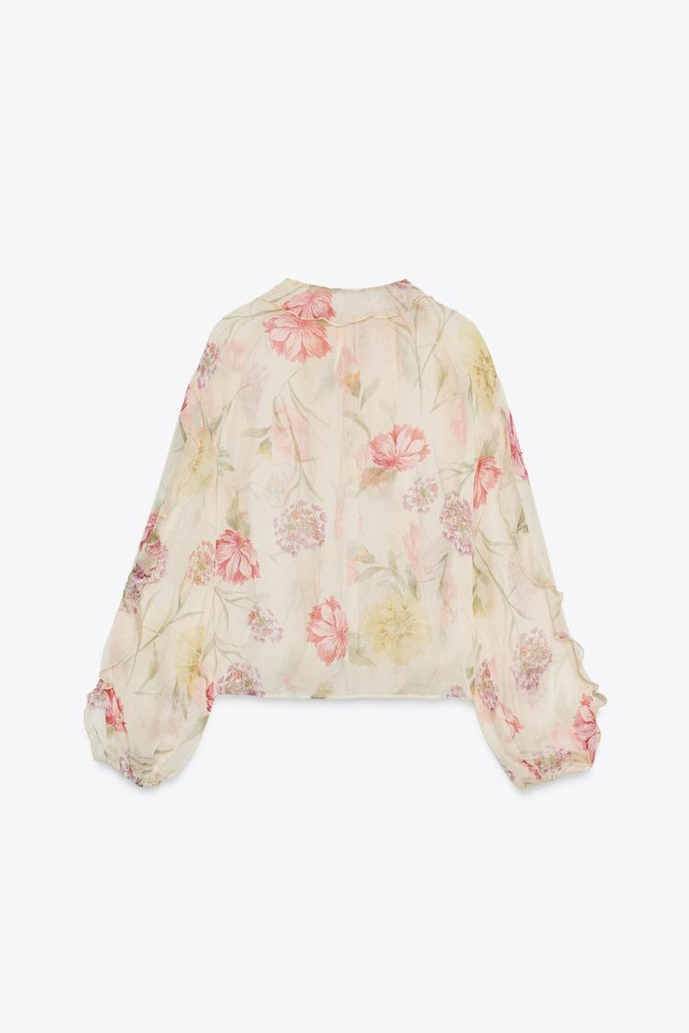 ZARA ПОЛУПРОЗРАЧНАЯ РУБАШКА С ЦВЕТОЧНЫМ ПРИНТОМ, РАЗНОЦВЕТНЫЙ