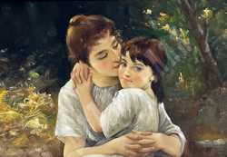 Наувэлаэртс В. (Nauwelaerts W.) «Портрет мамы с дочерью». Масло. н. ХХ века.