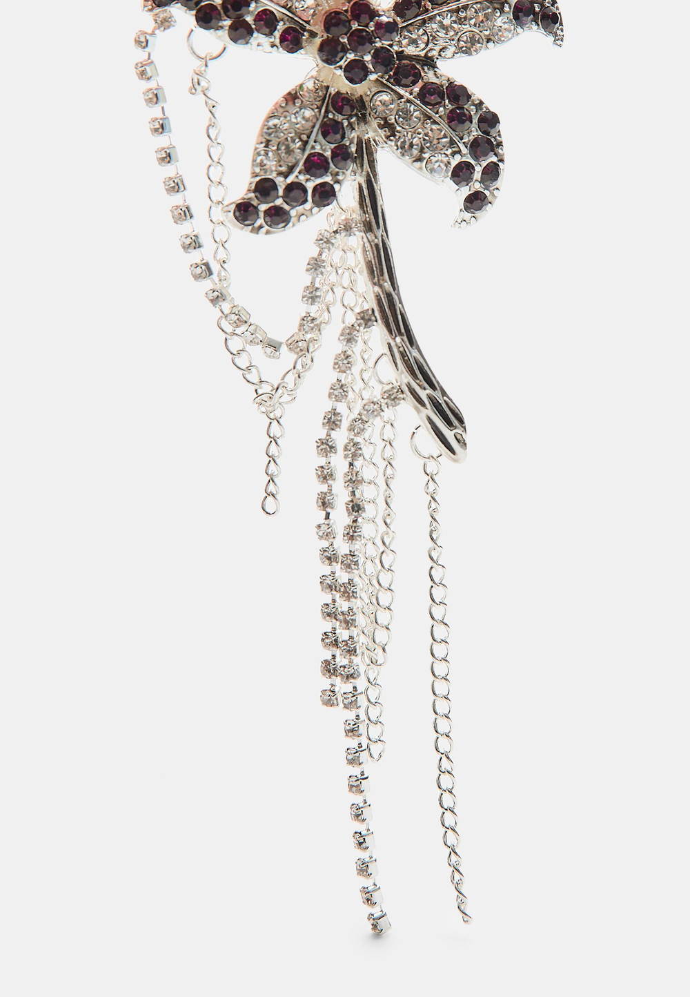 Stradivarius Брошь-цветок со стразами, серый