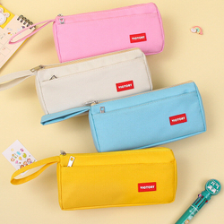 Пенал школьный текстильный подростковый с ручкой, пенал-косметичка, розовый