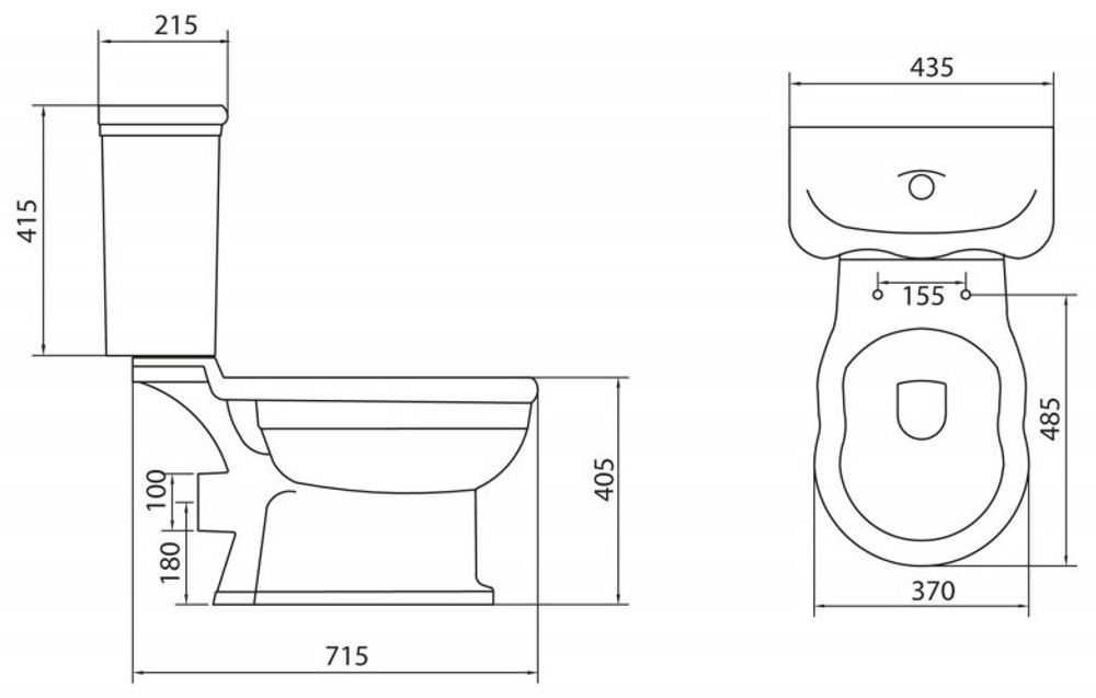УНИТАЗ-КОМПАКТ С ГОРИЗОНТАЛЬНЫМ ВЫПУСКОМ ВОДЫ BELBAGNO BOHEME P-TRAP BB115CP