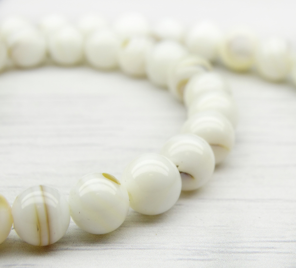 ПК003НН8 Бусины из природного камня перламутр белый, размер: 8 мм, 5 шт.