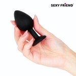 Черная силиконовая анальная втулка с сиреневым кристаллом - 8 см. (Цвет: сиреневый)