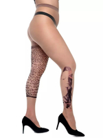 Колготки +size с леопардовым принтом с одной стороны и девушкой с другой (Размер: XL-XXL-XXXL) (Цвет: бежевый)