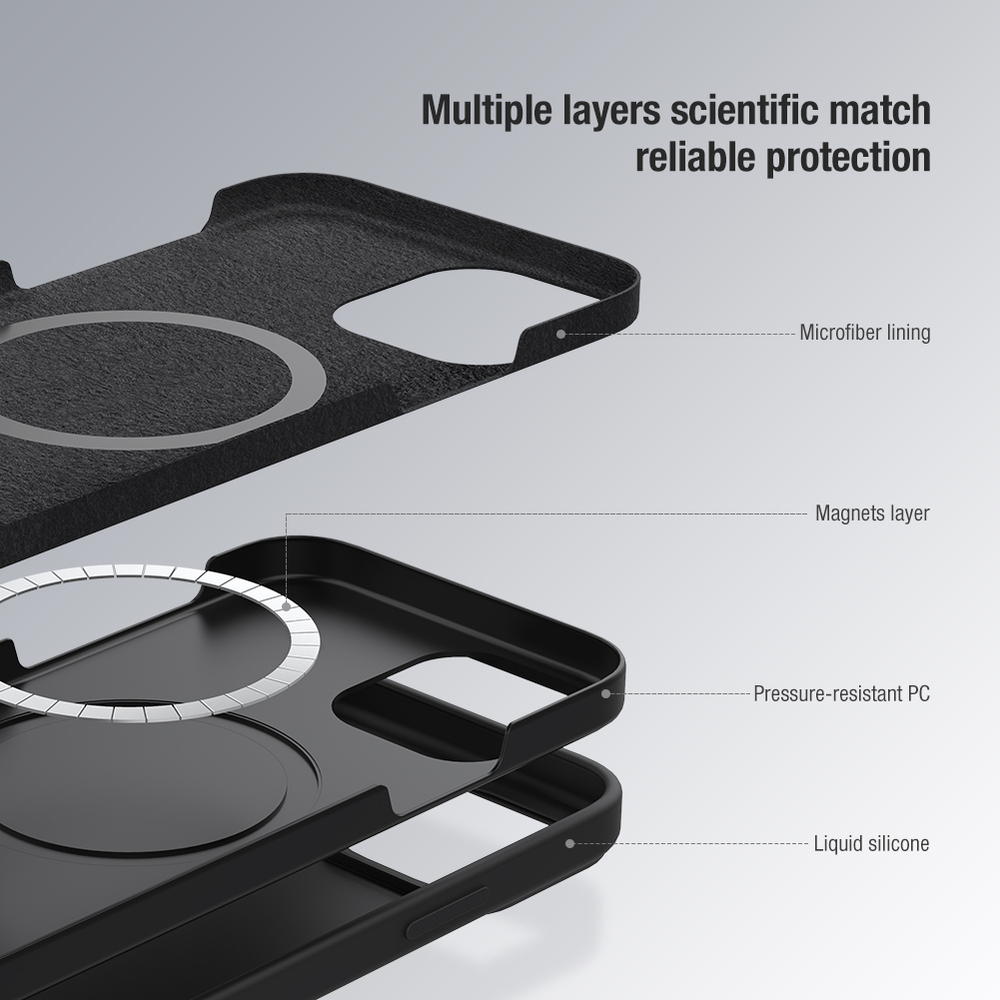 Чехол от Nillkin для iPhone 12 Pro Max, мягкое шелковистое покрытие силикона, серия CamShield Silky Magnetic Silicone c поддержкой беспроводной зарядки MagSafe