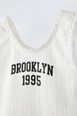 ZARA ТОП VARSITY С ПЕРФОРАЦИЕЙ, БЕЛЫЙ