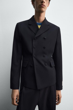 ZARA HARRY LAMBERT X DISNEY ДВУБОРТНЫЙ БЛЕЙЗЕР, МОРСКОЙ СИНИЙ