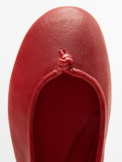 Massimo Dutti Кожаные балетки с узлом, красный