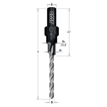 Сверло конфирмат SP 10,6x87 Z=2 S=9 RH 515.042.31