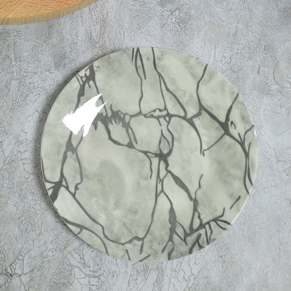 Тарелка мелкая 7" Серый мрамор гладкий край (00104178)