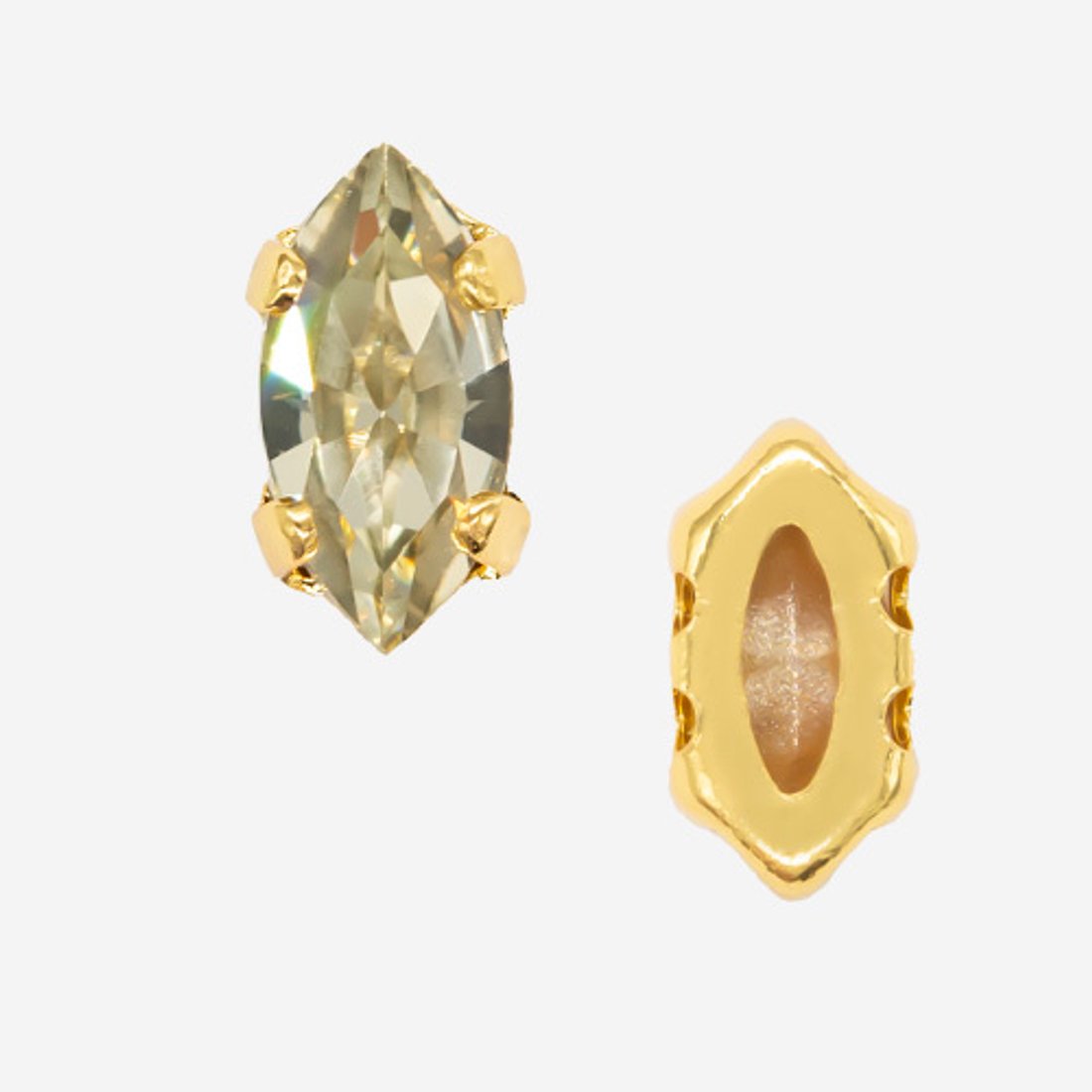 Кристалл Маркиз (Marquise Fancy Stone) в цапах, оттенок "Jonquel", 8*4мм, позолота