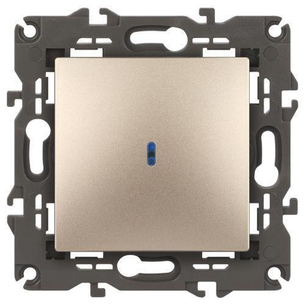 Выключатель 1-кл. СП Elegance 14-1102-04 10А IP20 250В 10AX с подсветкой механизм шампань Эра Б0034218 Выключатель 1-кл. СП Elegance 14-1102-04 10А IP20 250В 10AX с подсветкой механизм шампань Эра Б0034218