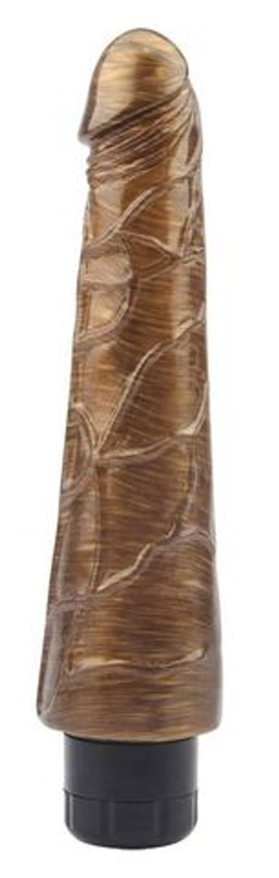 Золотистый вибратор-реалистик Johnny Boner - 23 см. (Цвет: золотистый)