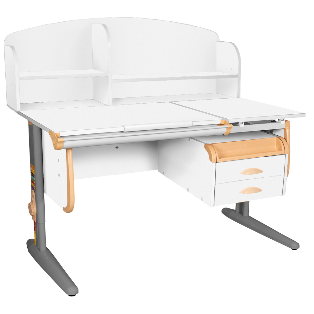 Растущая парта Дэми СУТ 25 с задней полкой СУТ.34.390 и навесной тумбой (1200×880 мм)