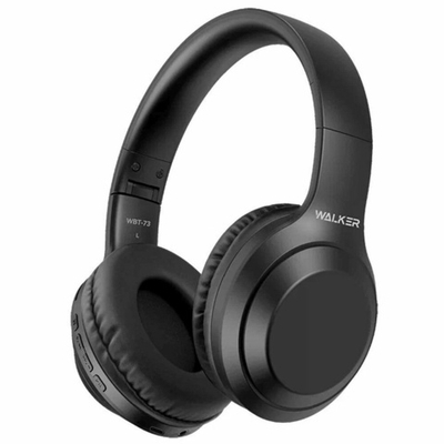 Наушники WALKER WBT-73, Bluetooth, поддержка MicroSD, полноразмерные, черные