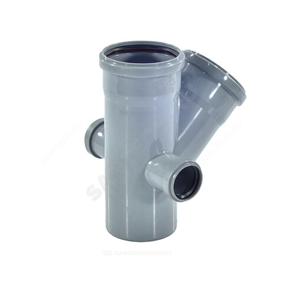 Крестовина PP-H 2-плоскостная левая и правая серая Дн 110х110х50х45гр б/нап RTP (РосТурПласт) 36532