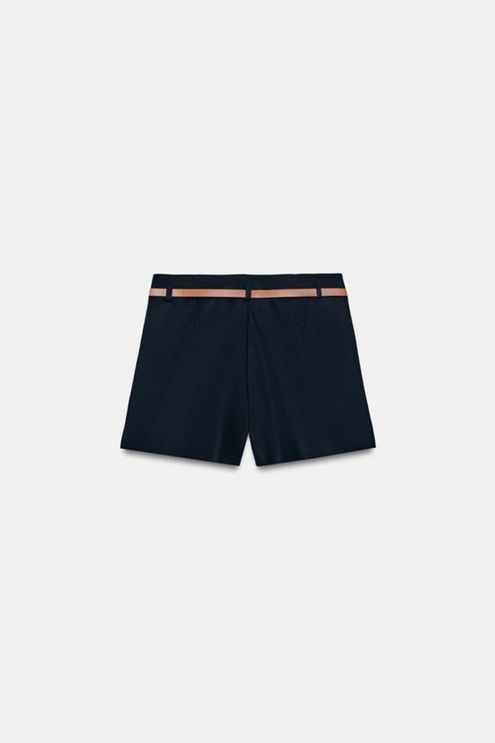 ZARA БЕРМУДЫ С ВЫСОКОЙ ПОСАДКОЙ И ПОЯСОМ, МОРСКОЙ СИНИЙ