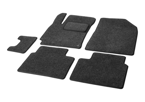 Коврики текстильные в салон автомобиля AutoFlex Business для Kia Cerato IV поколение седан 2018-2021 2021-н.в., 5 частей, графит, с крепежом, 5280701