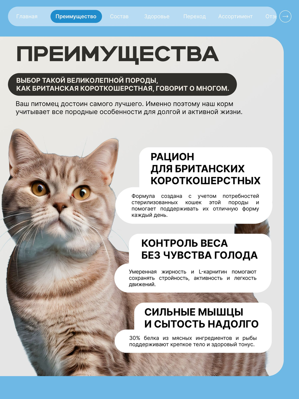 Корм сухой для стерилизованных кошек породы Британская короткошерстная, с лососем, 2 кг, QUATTRO