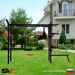 Уличная шведская стенка Sv Sport рукоход У5201 (Турник/Брусья/Стойка/Скамья/"Лодочка"/Кронш бокс/Канат/кольца/лестница)