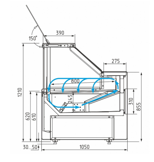 Холодильная витрина CARBOMA BAVARIA 3 GC111 VM 2,0-1 динамика газлифт без боковин