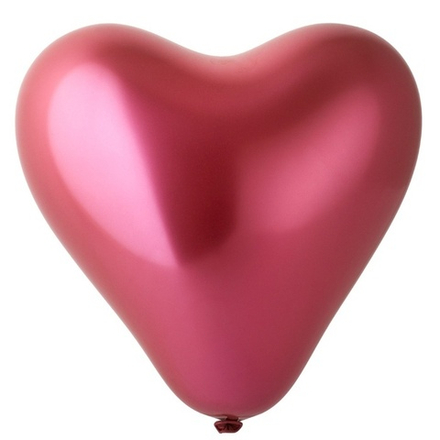 Сердца шары Весёлая Затея, хром розовый, 25 шт. размер 12" #1105-0423