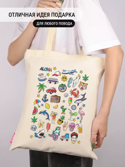 Сумка шоппер женская аниме тканевая через плечо с принтом