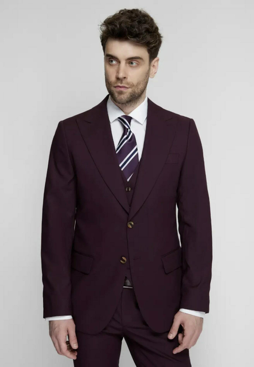 Мужской классический костюм тройка (бордовый) Б1