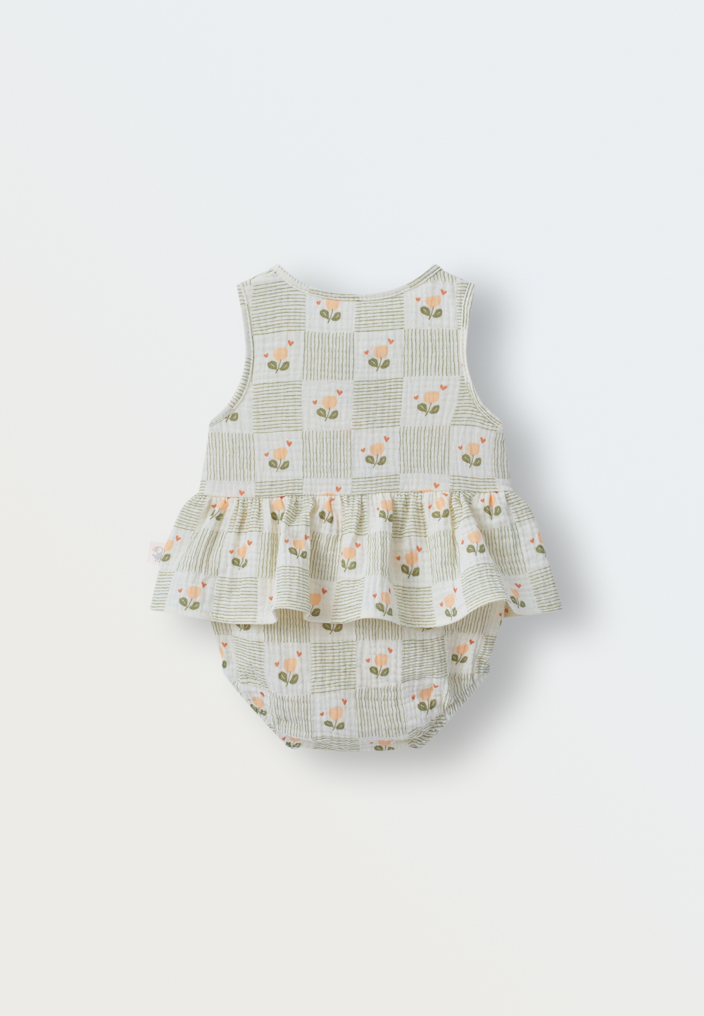 Боди-платье из муслина (цветочек в клетке)