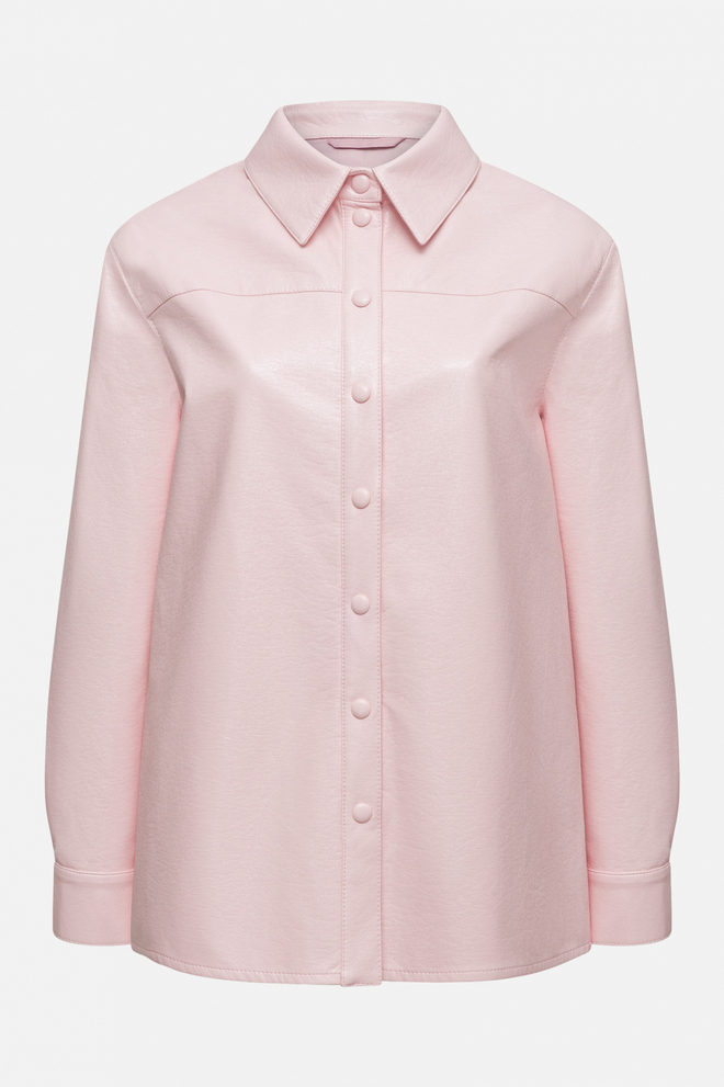 Рубашка из розовой экокожи