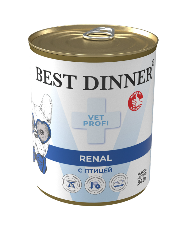 Best Dinner Vet Profi Renal птица консервы для собак, 340 г
