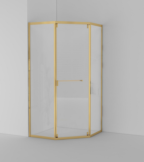 Душевой уголок Cezares Relax-304 100x100 RELAX-304-P-1-100-C-BORO профиль Брашированное золото стекло прозрачное