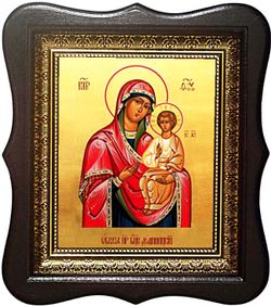 Домницкая Божья Матерь. Икона на холсте в большом киоте.