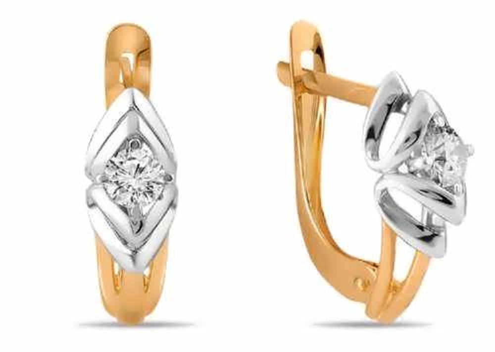 Серьги из золота с фианитами