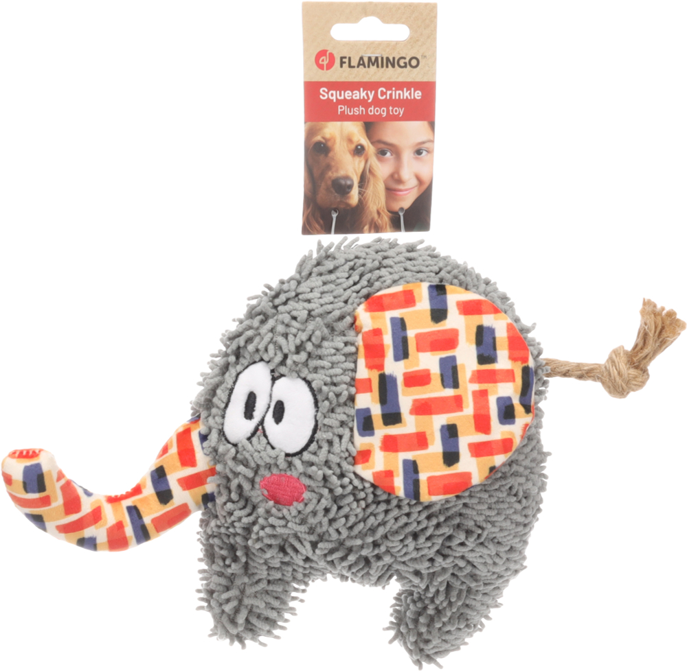 Игрушка для собак Слонёнок, 24 х 7,5 х 17 см, плюш, серый, Flamingo