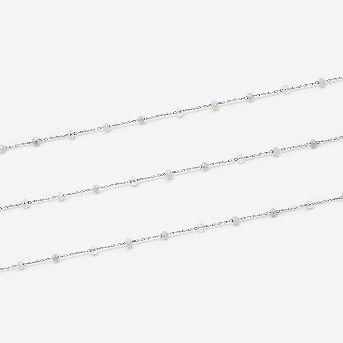 Цепь "Glance", 0,8мм, хрустальные бусины, родирование