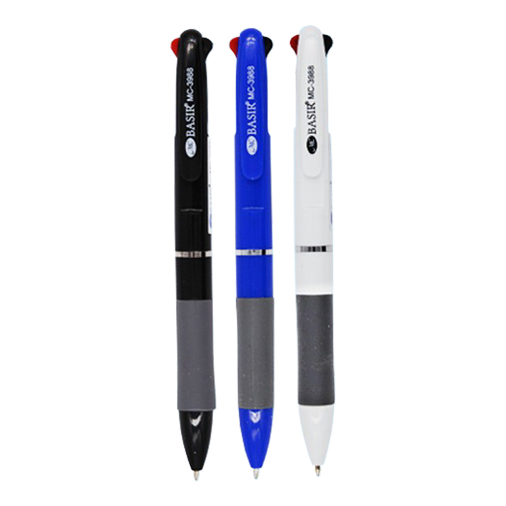 Ручка шариковая, автоматическая, 3в1, Basir, 3-ёх цветная, 3 цвета корпуса, 48 шт