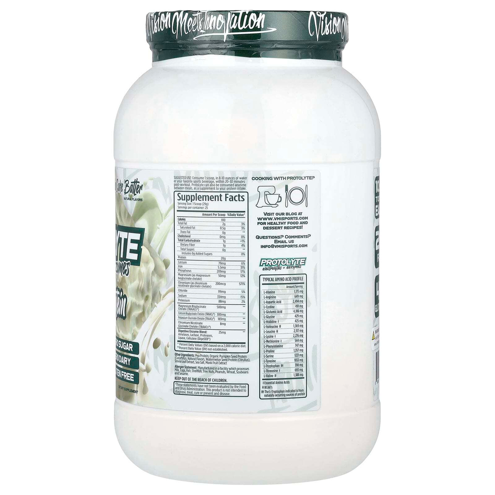 VMI Sports, ProtoLyte, порошок из растительного белка, ванильное тесто, 725 г (1,6 фунта)