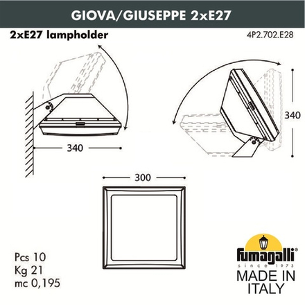 Уличное бра FUMAGALLI GIOVA/GUIZEPPE 4P2.702.000.LYF1R