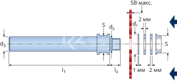 Держатель пильных дисков Karnasch, передняя затяжка, 5x3x5 мм, арт. 5.6100.03.05