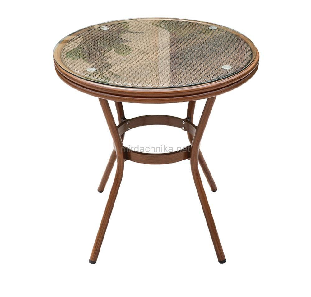 Стол алюминиевый круглый из искусственного ротанга D70 БАМБУК «BAMBOO» арт.2013