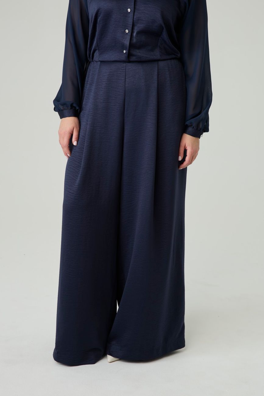 Комбинезон из атласной ткани, синий