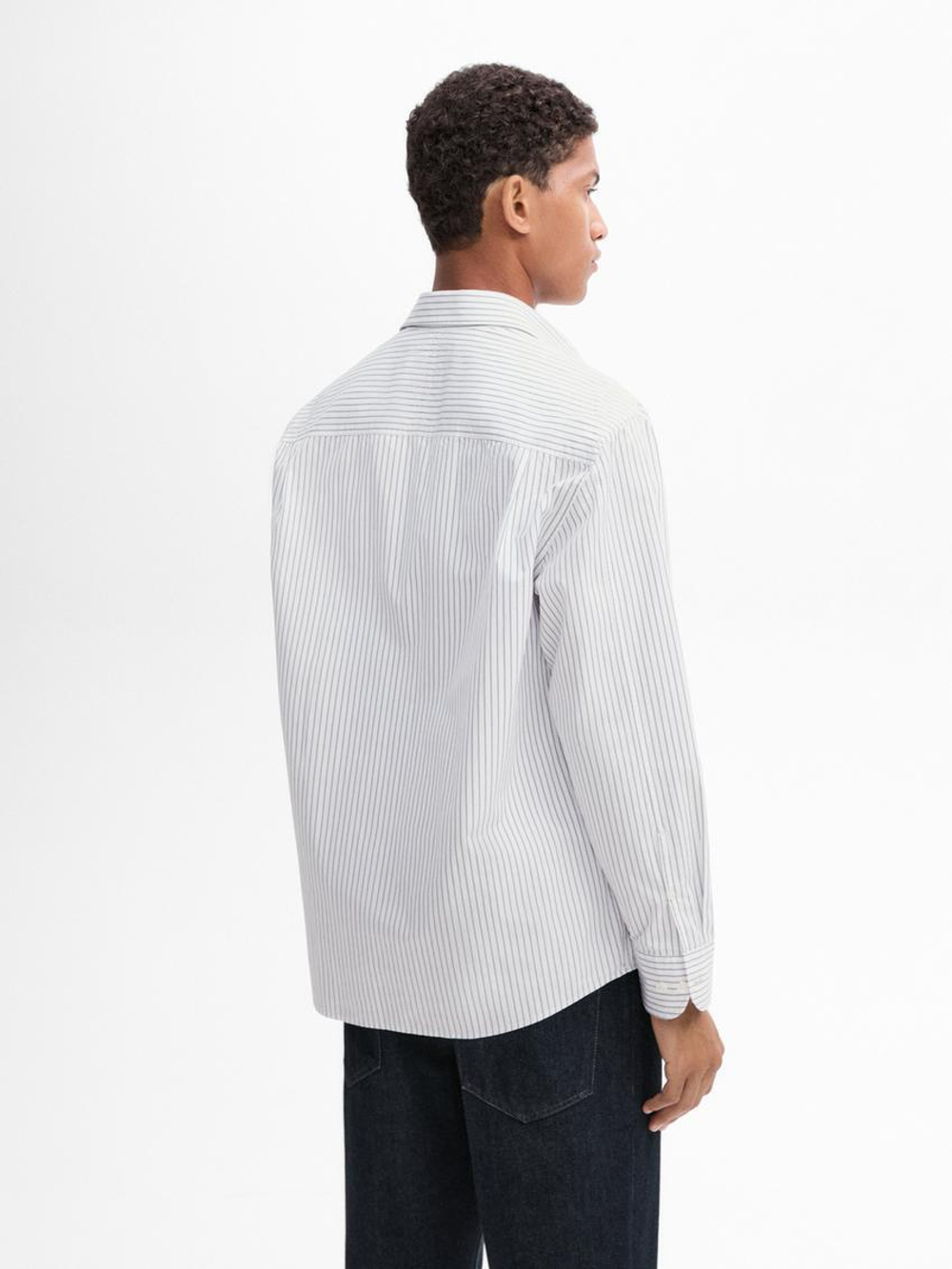 Massimo Dutti Рубашка из поплина в полоску, серый