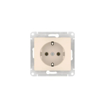 GLOSSA РОЗЕТКА с заземлением без шторок, 16А, мех., быстрозажим. клем., БЕЖЕВЫЙ