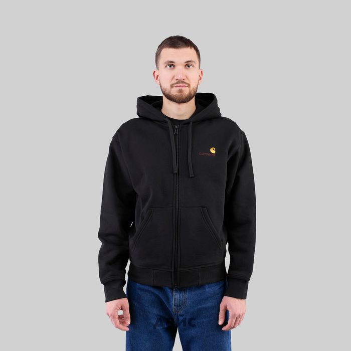 Толстовка мужская Carhartt WIP Hooded American Script Jacket артикул:I033063_black - купить в магазине Дайс