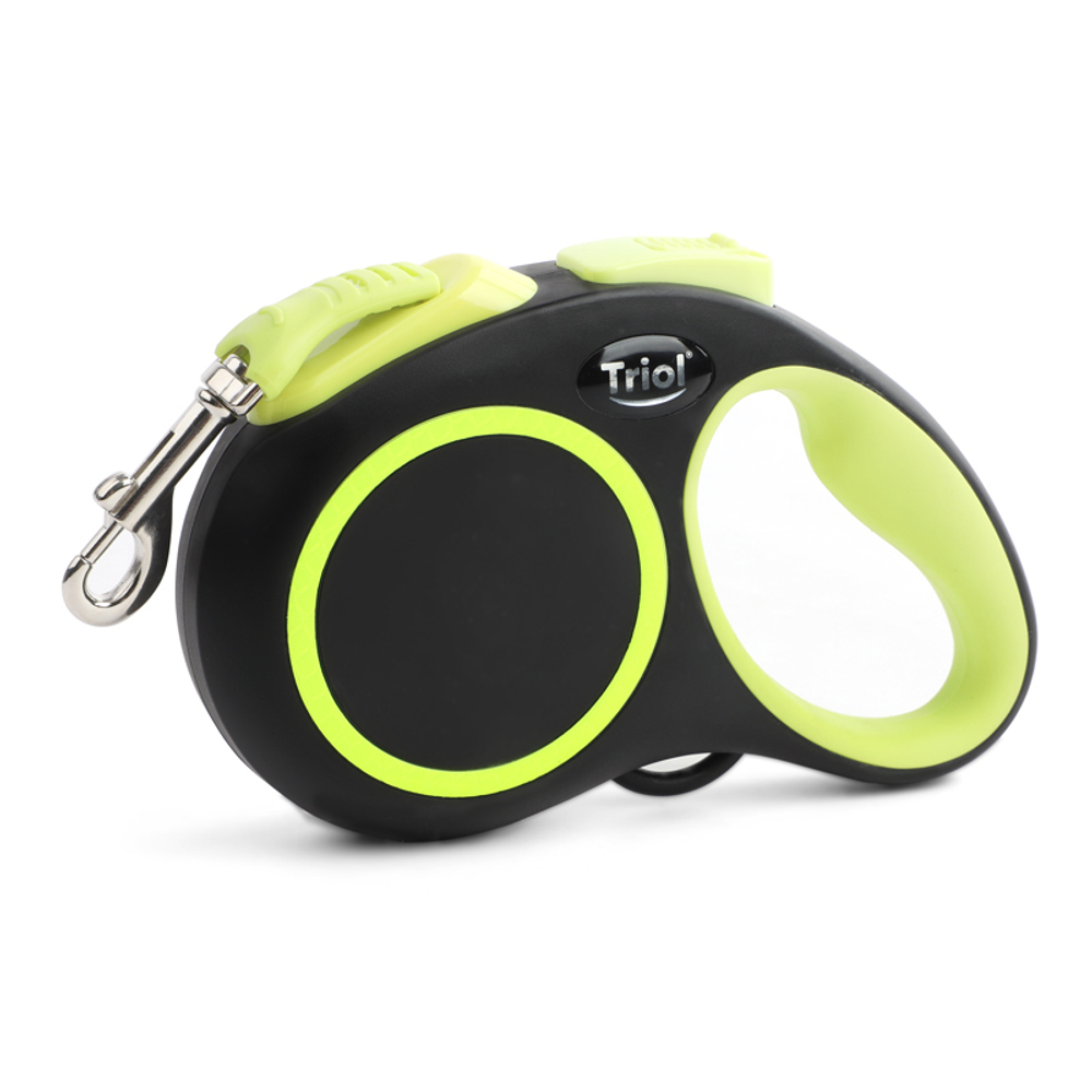 Поводок-рулетка для собак  Urban Neon M, 5м до 25кг, лента, черный, Triol