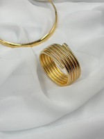 Браслет многослойный без застежки,плетение снейк, оттенок золото